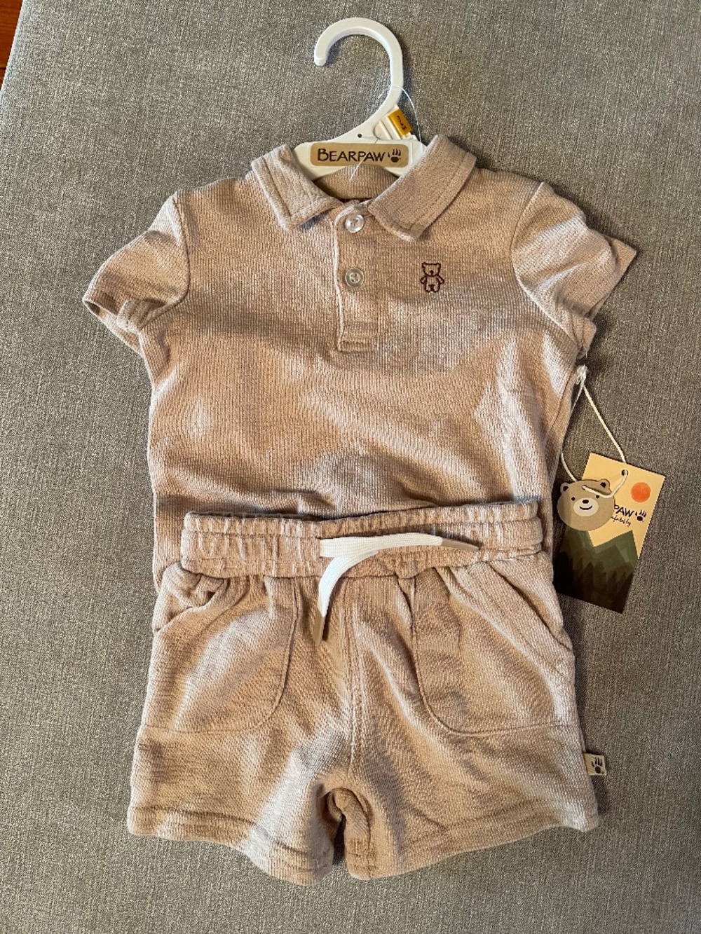 NWT BearPaw Baby Boy Infant Matching Set Polo Shirt & Shorts